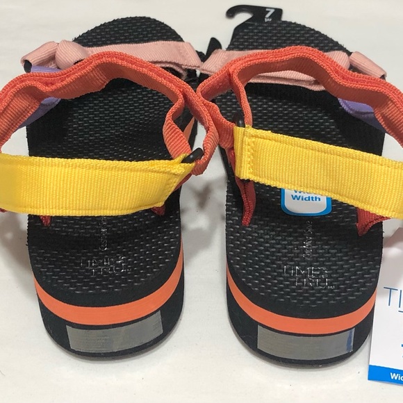 sandals size 7W platform wide width nature adj ankle straps Rainbow for women. - Picture 2 of 3